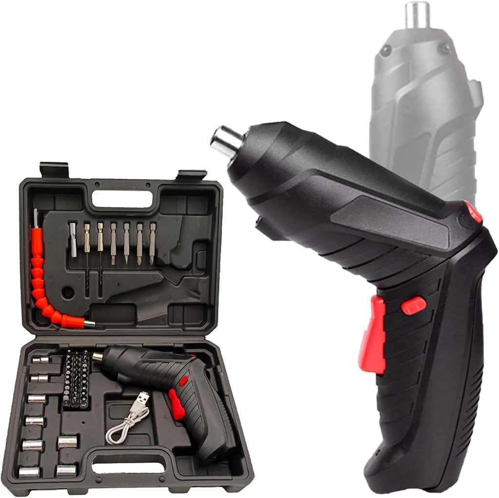 Cordless Electric Screwdriver Set (3.6V) – 46-Piece Kit with LED Light & Pivoting Handle