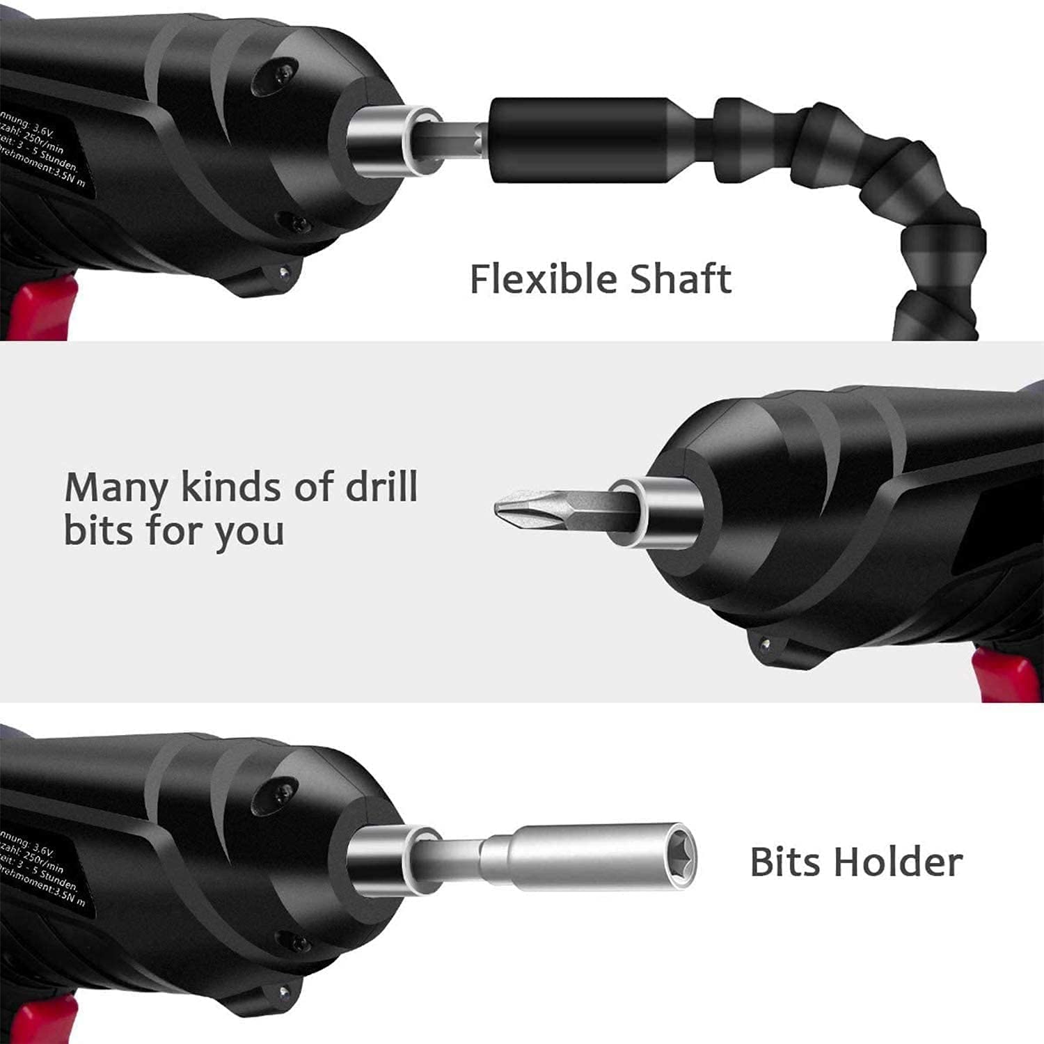 Cordless Electric Screwdriver Set (3.6V) – 46-Piece Kit with LED Light & Pivoting Handle