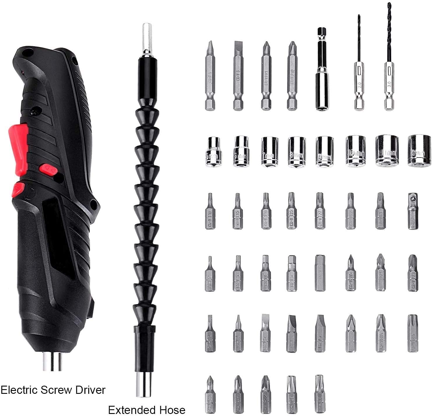 Cordless Electric Screwdriver Set (3.6V) – 46-Piece Kit with LED Light & Pivoting Handle